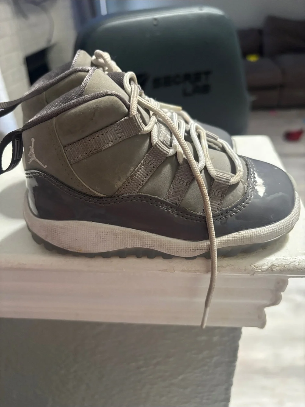 Jordan Kids Grey and White High-Top Sneakers